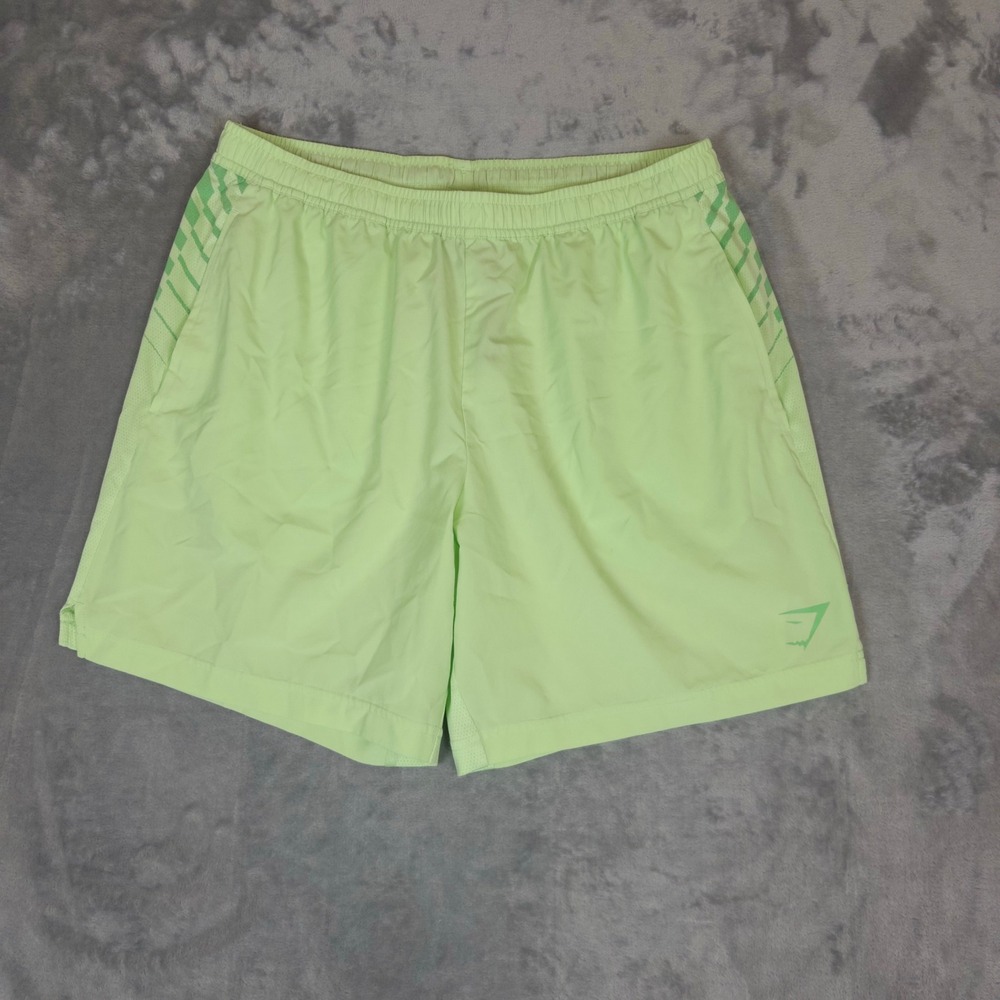 Gymshark Shorts Mens XL Lime Green Graphic Mesh Athletic Running Gym Training